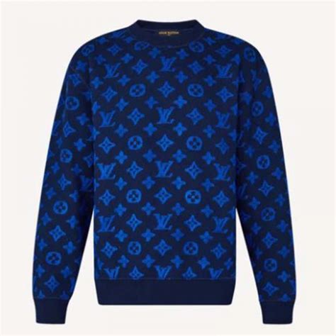 felpa louis vuitton blue|Embroidered Cotton Crewneck .